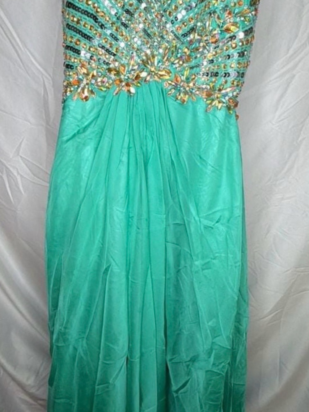 Embellished Turquoise Evening Gown
